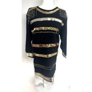 Vintage Sweater Dress with Sequins by Marnie West Size M